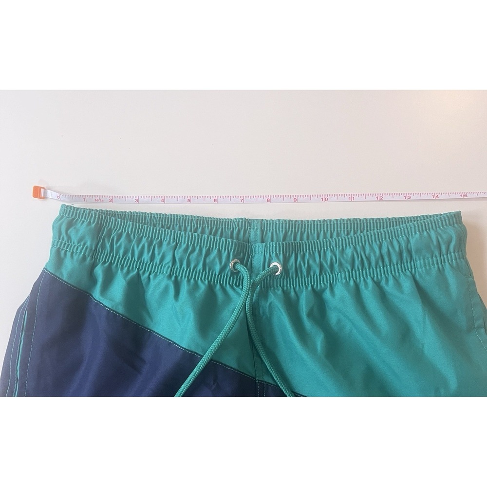 Lands' End Mens Size S 28-30 Swim Trunks Colorblock Green Blue Drawstring - Picture 7 of 7